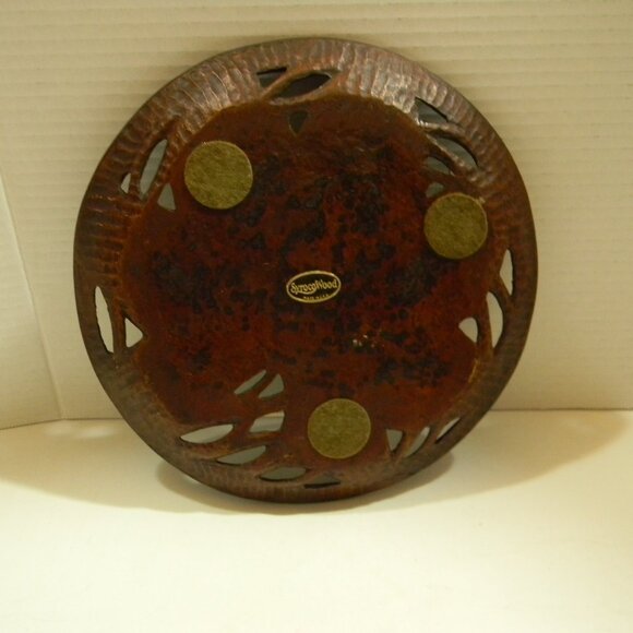 Vintage Syroco Wood Bowl Wall Hanging Leaf Holly Made in USA - Picture 3 of 5